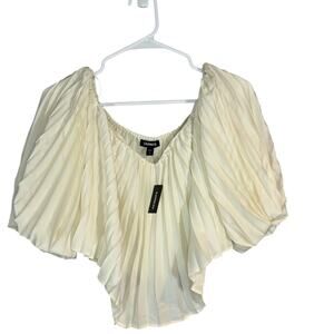 Express Off-White Pleated Crop Top NWT  XS
